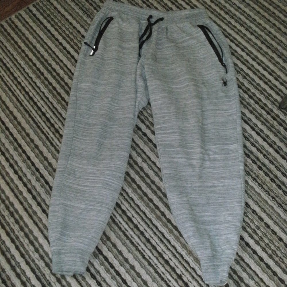 Spyder Active Joggers Athleisure Heathered Gray Sweatpants Zip Pockets size L